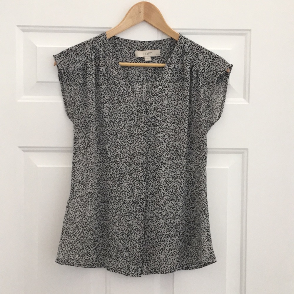 Anne Taylor Loft sheer black/gray top